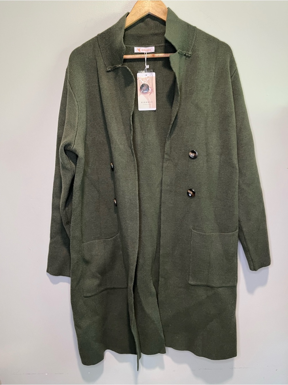 Kirundo Olive Green Knit Trench Coat/Cardigan NWT